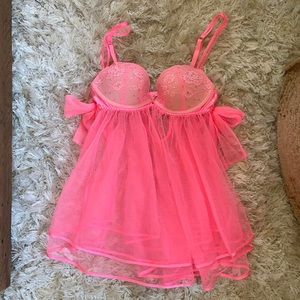 Victoria's Secret Pink Lace Babydoll Bra